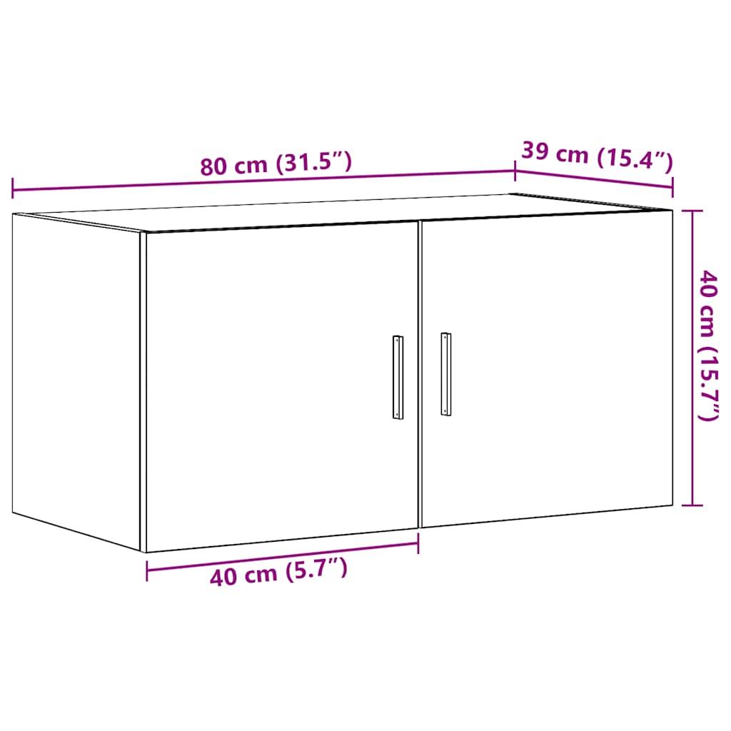 vidaXL Wall Cabinet Black Oak 80x39x40 cm Engineered Wood