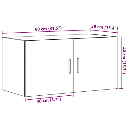 vidaXL Wall Cabinet Black Oak 80x39x40 cm Engineered Wood