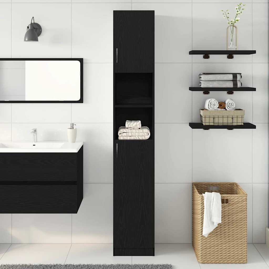 vidaXL Bathroom Cabinet Black Oak 32x25,5x190 cm Engineered Wood