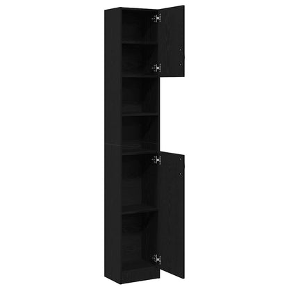 vidaXL Bathroom Cabinet Black Oak 32x25.5x190 cm Engineered Wood