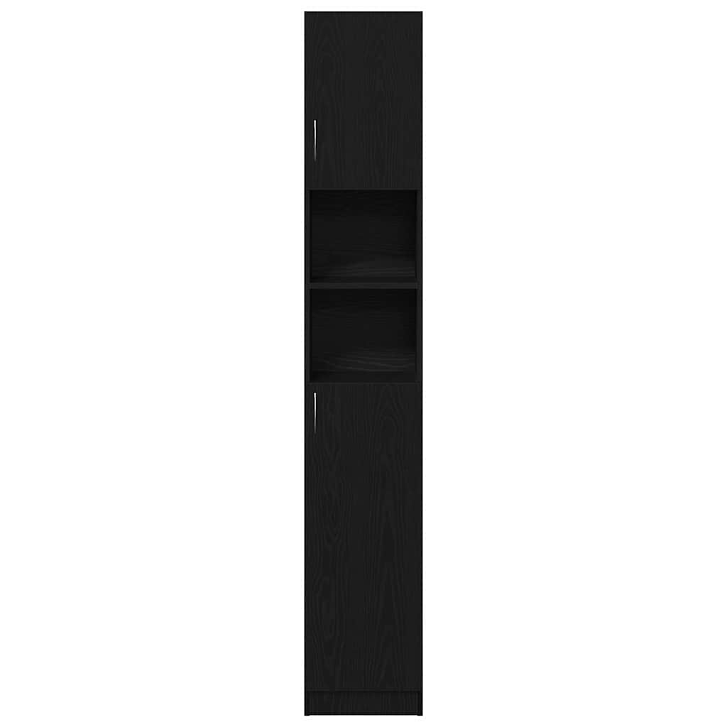 vidaXL Bathroom Cabinet Black Oak 32x25.5x190 cm Engineered Wood