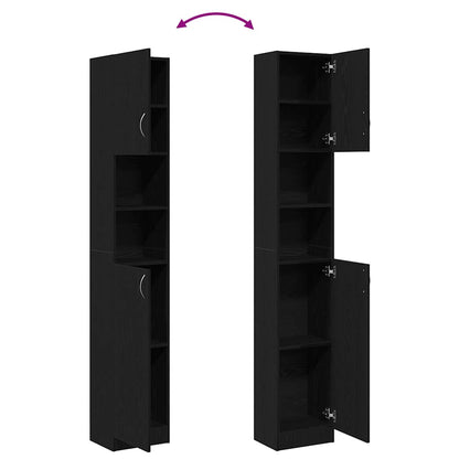vidaXL Bathroom Cabinet Black Oak 32x25,5x190 cm Engineered Wood