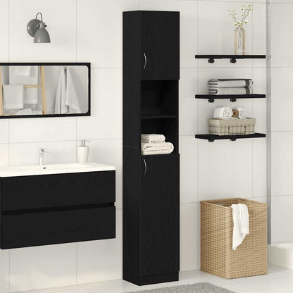 vidaXL Bathroom Cabinet Black Oak 32x25,5x190 cm Engineered Wood