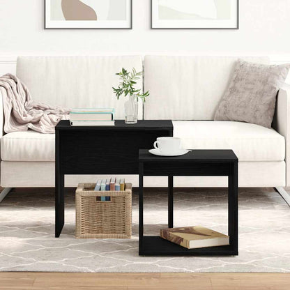 vidaXL Coffee Tables 2 pcs Black Oak Engineered Wood