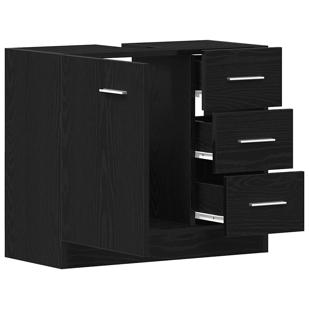 vidaXL Sink Cabinet Black Oak 63x30x54 cm Engineered Wood