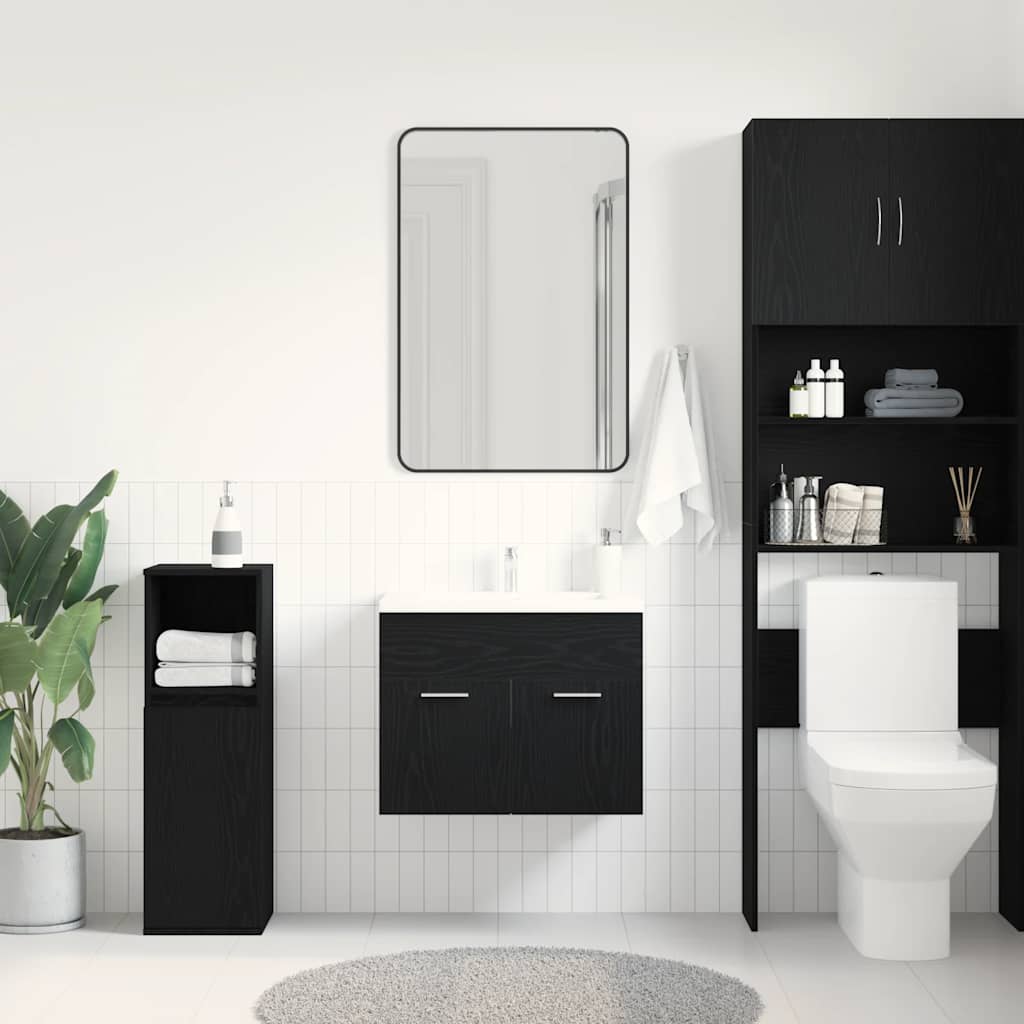 vidaXL Bathroom Sink Cabinet Black Oak 60x38.5x46 cm Engineered Wood