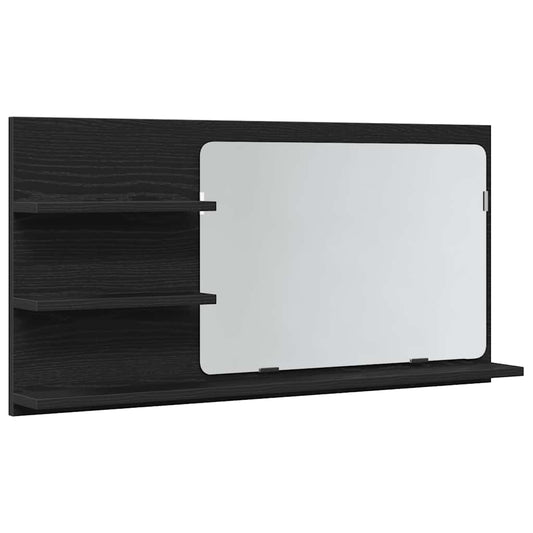 vidaXL Bathroom Mirror Cabinet Black Oak 90x11x45 cm Engineered Wood