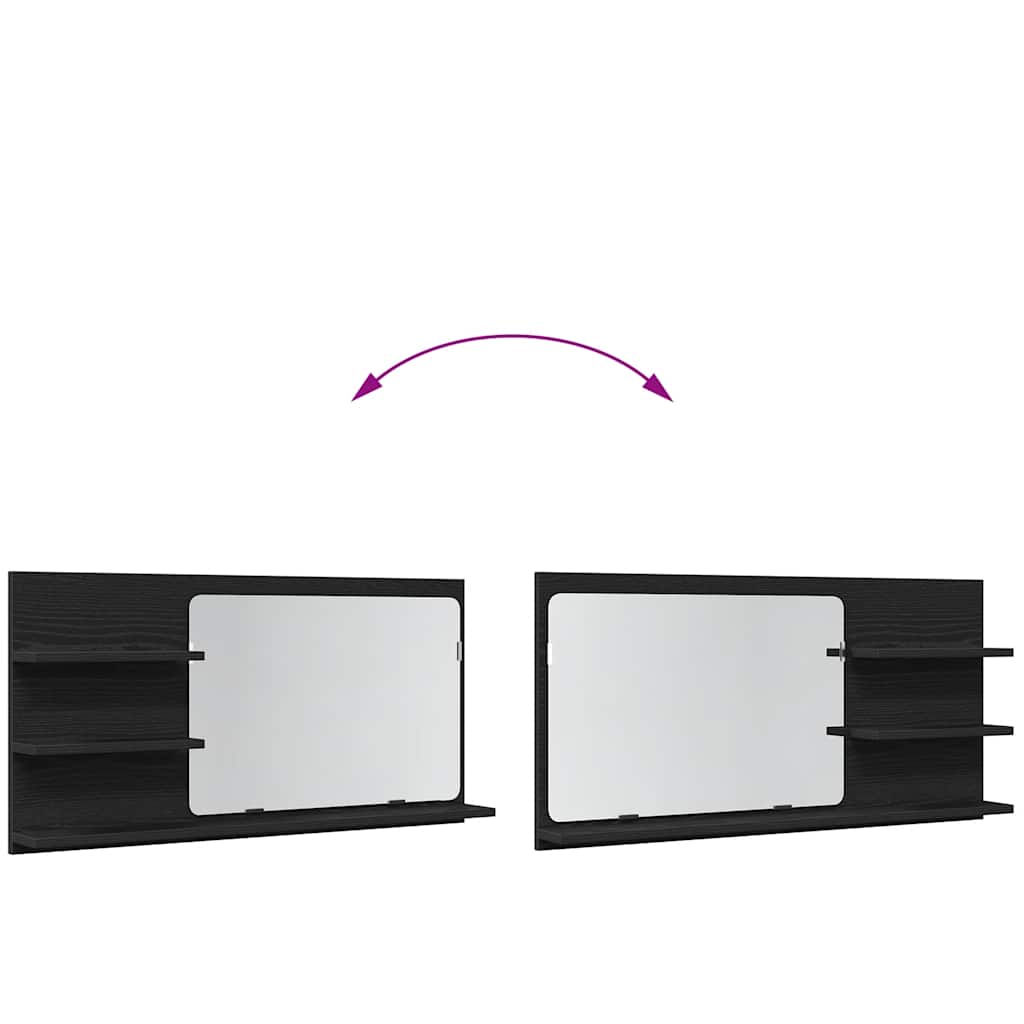 vidaXL Bathroom Mirror Cabinet Black Oak 90x11x45 cm Engineered Wood