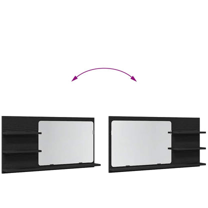 vidaXL Bathroom Mirror Cabinet Black Oak 90x11x45 cm Engineered Wood