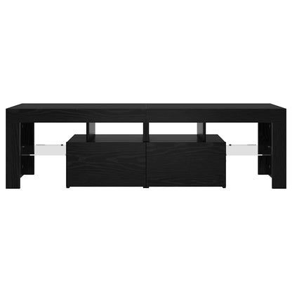 vidaXL TV Cabinet with LED Lights Black Oak 140x36.5x40 cm Engineered Wood