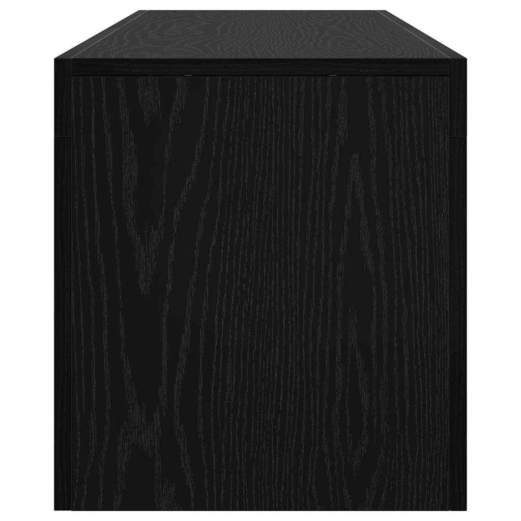 vidaXL TV Cabinet with LED Lights Black Oak 140x36.5x40 cm Engineered Wood