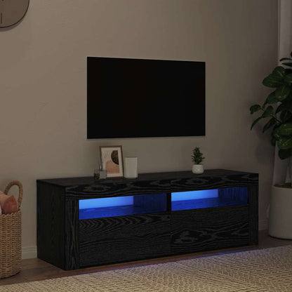 vidaXL TV Cabinet with LED Lights Black Oak 120x35x40 cm Engineered Wood