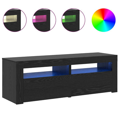 vidaXL TV Cabinet with LED Lights Black Oak 120x35x40 cm Engineered Wood