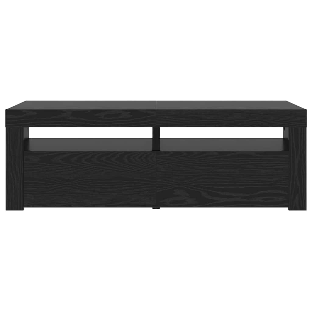 vidaXL TV Cabinet with LED Lights Black Oak 120x35x40 cm Engineered Wood