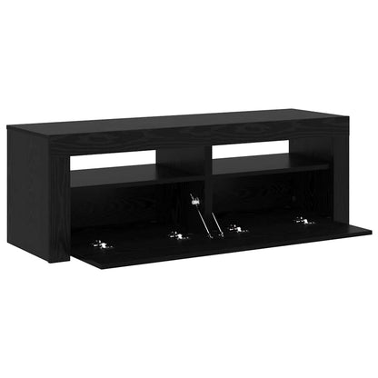 vidaXL TV Cabinet with LED Lights Black Oak 120x35x40 cm Engineered Wood