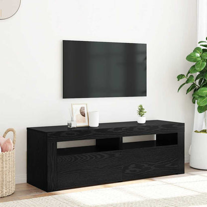 vidaXL TV Cabinet with LED Lights Black Oak 120x35x40 cm Engineered Wood