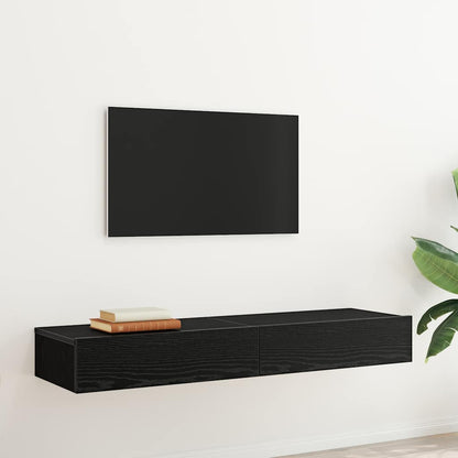 vidaXL TV Cabinets with LED Lights 2 pcs Black Oak 60x35x15,5 cm
