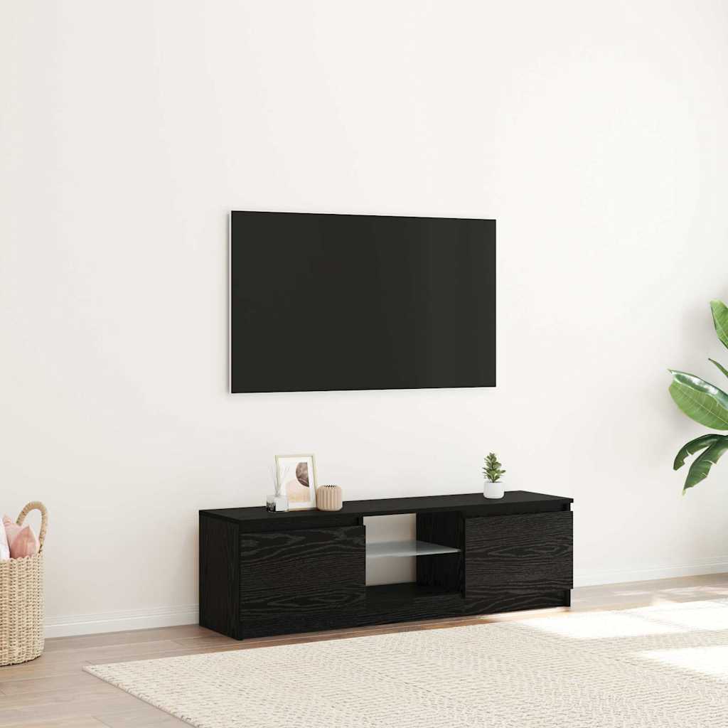 vidaXL TV Cabinet with LED Lights Black Oak 120x30x36 cm Engineered Wood