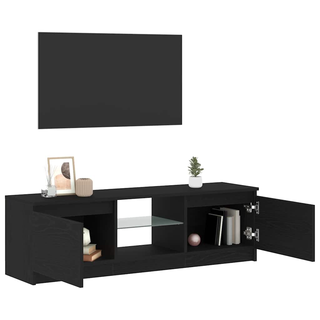 vidaXL TV Cabinet with LED Lights Black Oak 120x30x36 cm Engineered Wood
