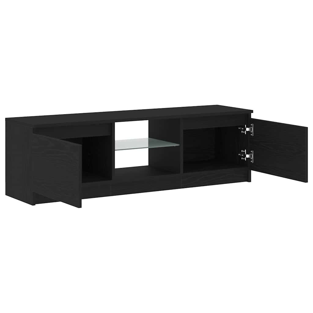 vidaXL TV Cabinet with LED Lights Black Oak 120x30x36 cm Engineered Wood