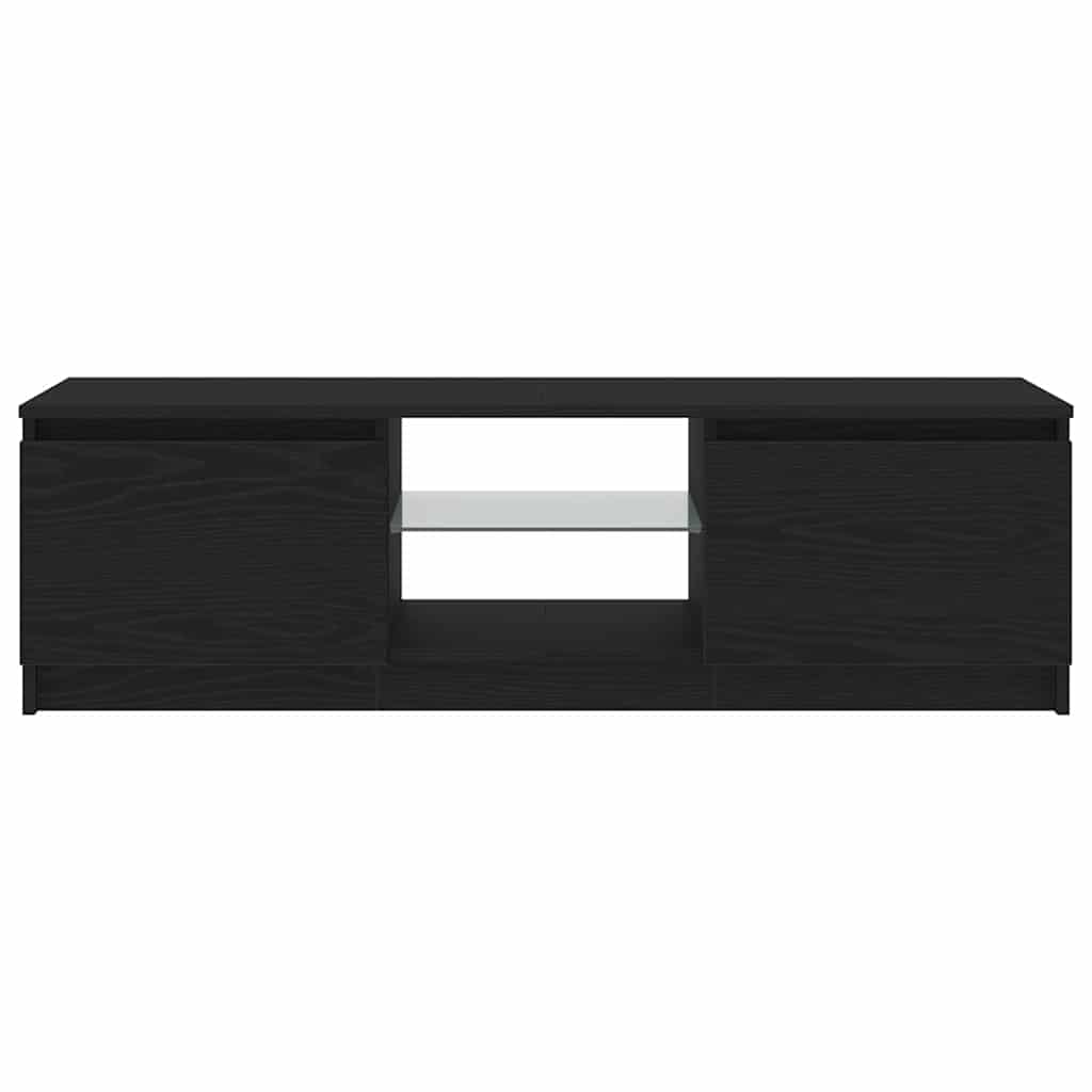 vidaXL TV Cabinet with LED Lights Black Oak 120x30x36 cm Engineered Wood