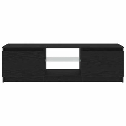 vidaXL TV Cabinet with LED Lights Black Oak 120x30x36 cm Engineered Wood