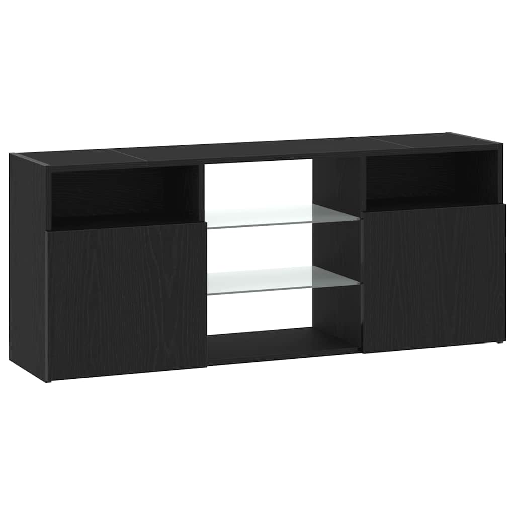 vidaXL TV Cabinet with LED Lights Black Oak 120x30x50 cm Engineered Wood