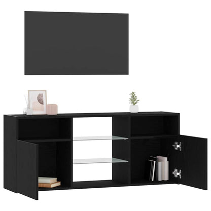 vidaXL TV Cabinet with LED Lights Black Oak 120x30x50 cm Engineered Wood