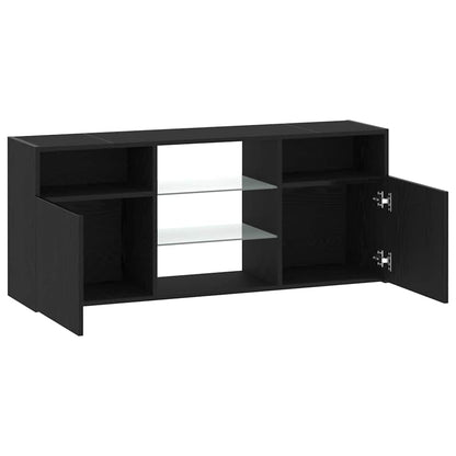 vidaXL TV Cabinet with LED Lights Black Oak 120x30x50 cm Engineered Wood