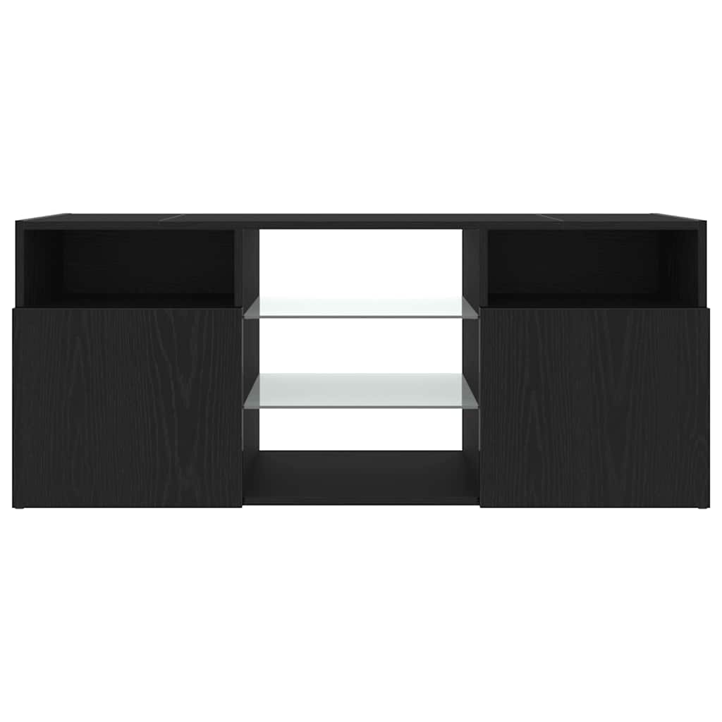 vidaXL TV Cabinet with LED Lights Black Oak 120x30x50 cm Engineered Wood