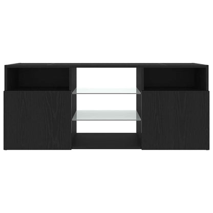 vidaXL TV Cabinet with LED Lights Black Oak 120x30x50 cm Engineered Wood