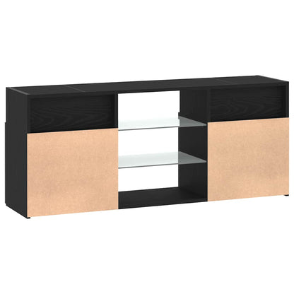 vidaXL TV Cabinet with LED Lights Black Oak 120x30x50 cm Engineered Wood