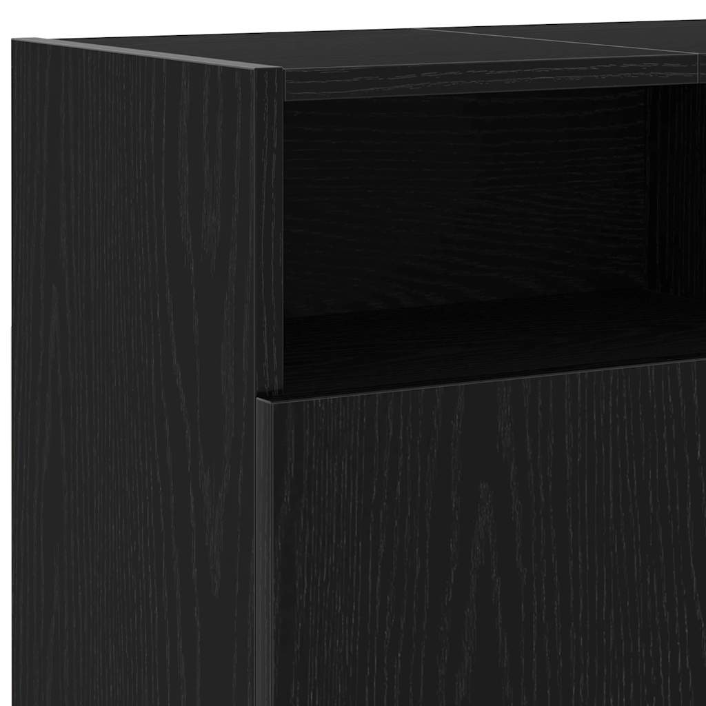vidaXL TV Cabinet with LED Lights Black Oak 120x30x50 cm Engineered Wood