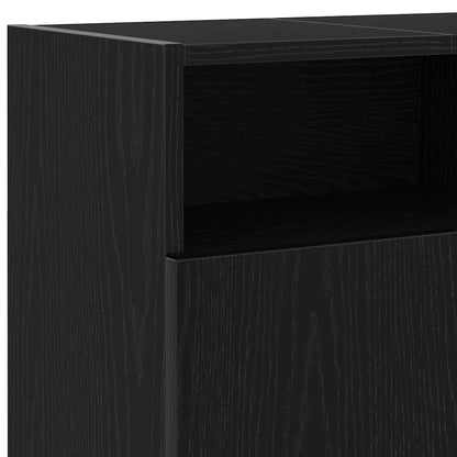 vidaXL TV Cabinet with LED Lights Black Oak 120x30x50 cm Engineered Wood