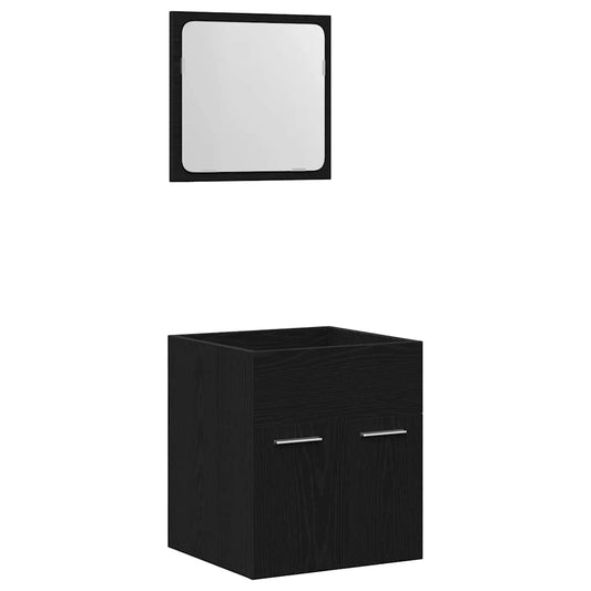 vidaXL 2 Piece Bathroom Furniture Set Black Oak Engineered Wood