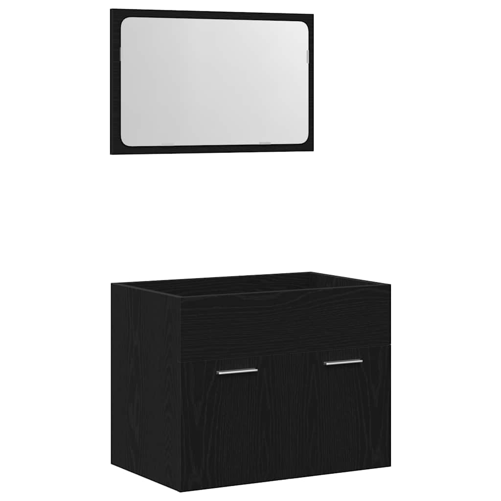 vidaXL 2 Piece Bathroom Furniture Set Black Oak Engineered Wood