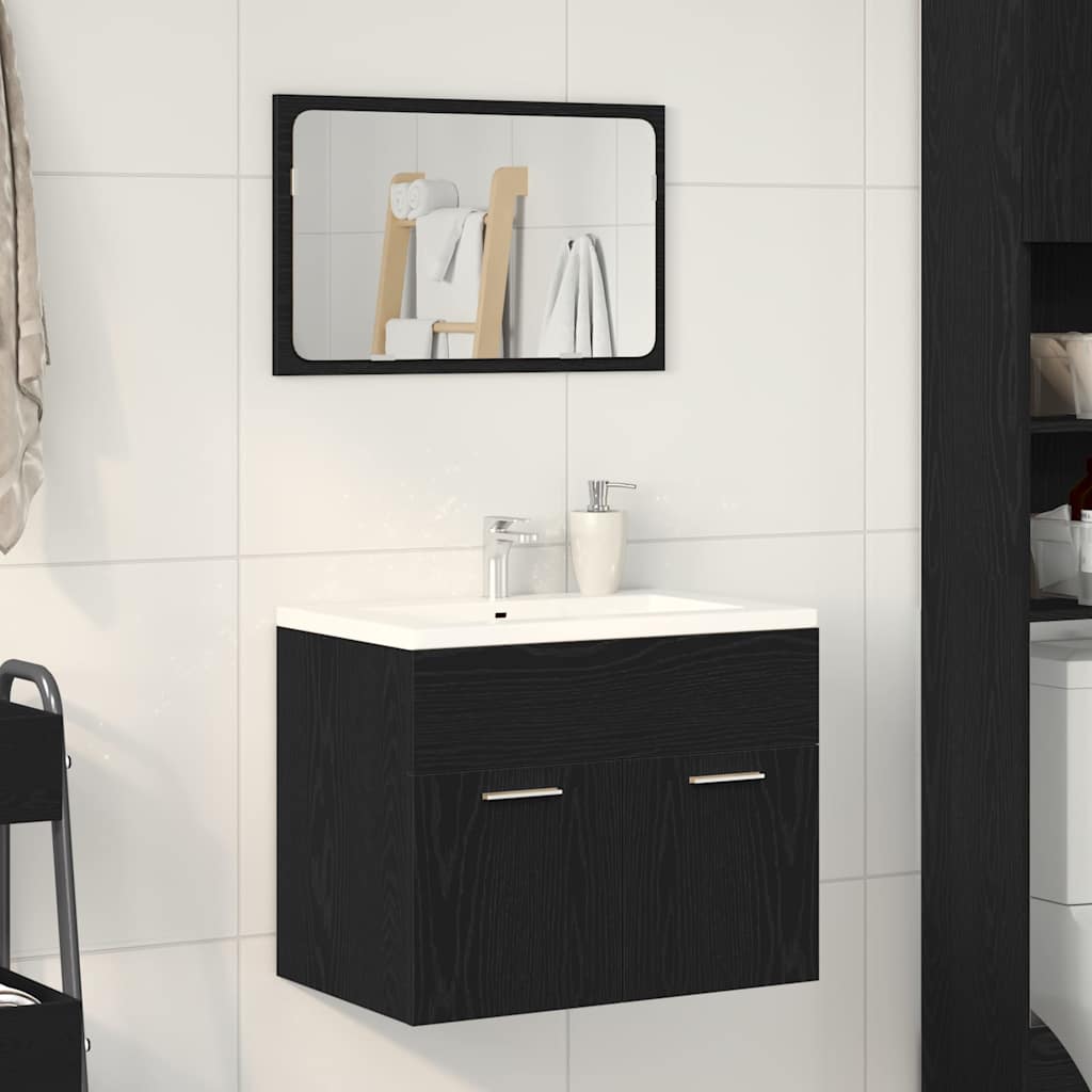 vidaXL 2 Piece Bathroom Furniture Set Black Oak Engineered Wood