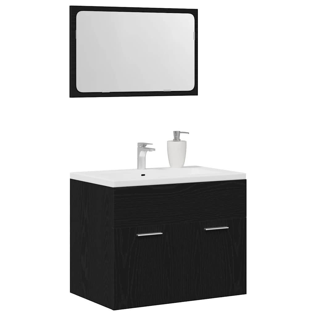 vidaXL 2 Piece Bathroom Furniture Set Black Oak Engineered Wood