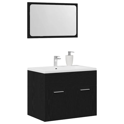vidaXL 2 Piece Bathroom Furniture Set Black Oak Engineered Wood