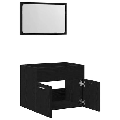 vidaXL 2 Piece Bathroom Furniture Set Black Oak Engineered Wood