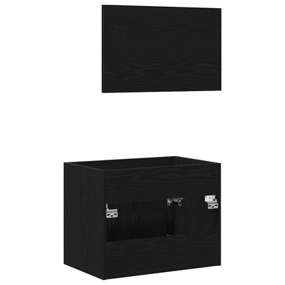 vidaXL 2 Piece Bathroom Furniture Set Black Oak Engineered Wood