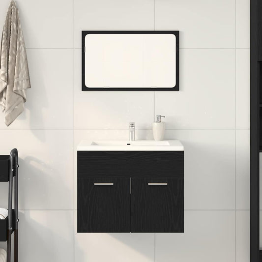 vidaXL 2 Piece Bathroom Furniture Set Black Oak Engineered Wood
