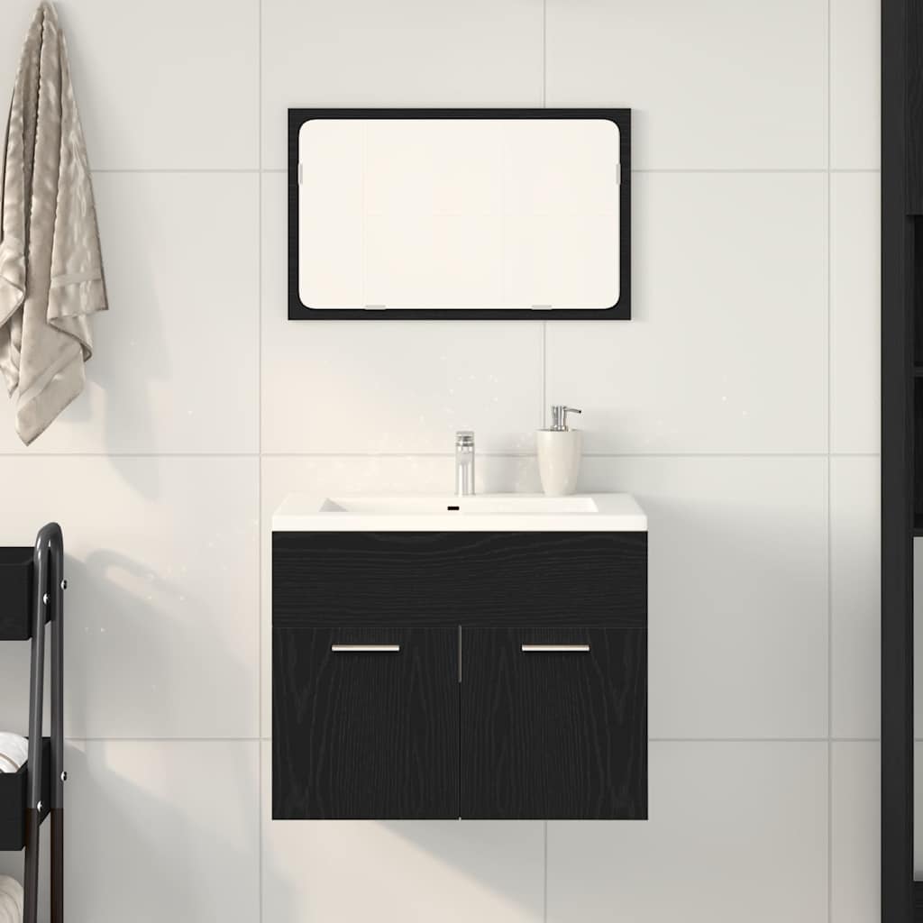 vidaXL 2 Piece Bathroom Furniture Set Black Oak Engineered Wood