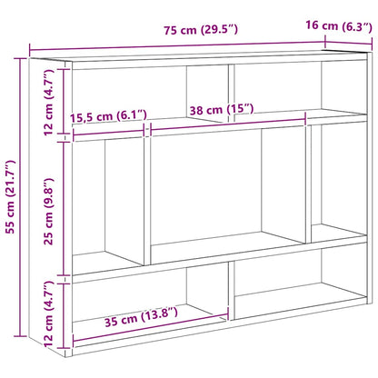 vidaXL Wall Shelf Artisan Oak 75x16x55 cm Engineered Wood