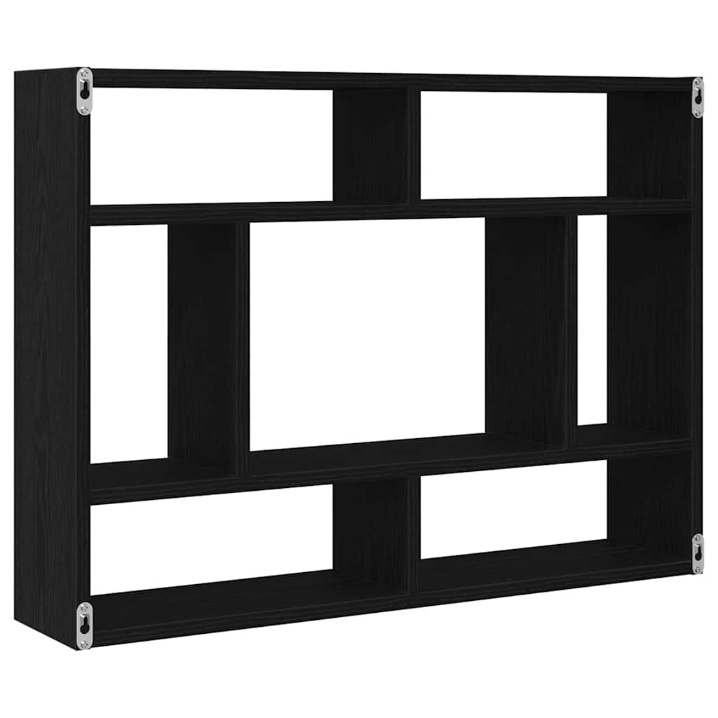 vidaXL Wall Shelf Black Oak 75x16x55 cm Engineered Wood