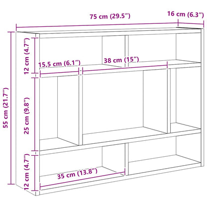 vidaXL Wall Shelf Black Oak 75x16x55 cm Engineered Wood