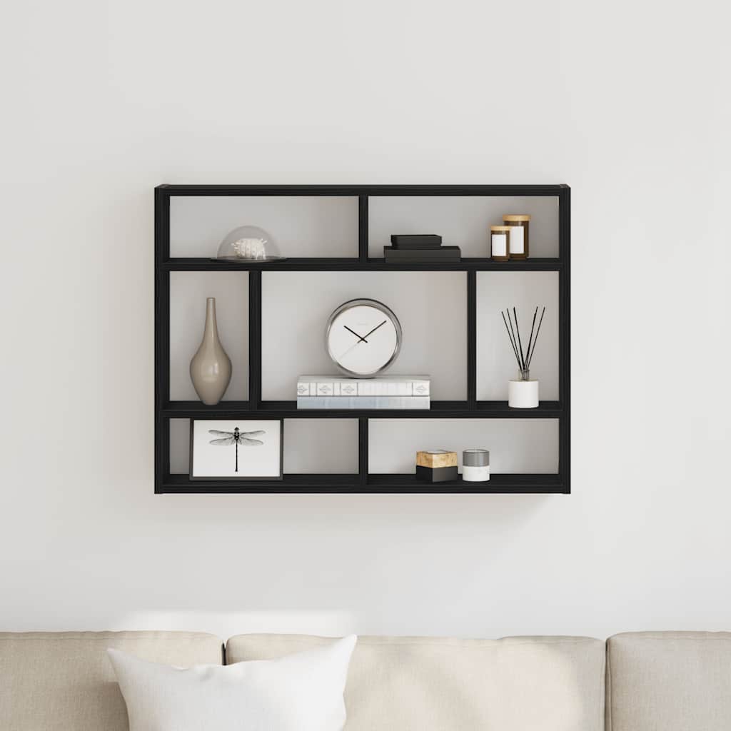 vidaXL Wall Shelf Black Oak 75x16x55 cm Engineered Wood