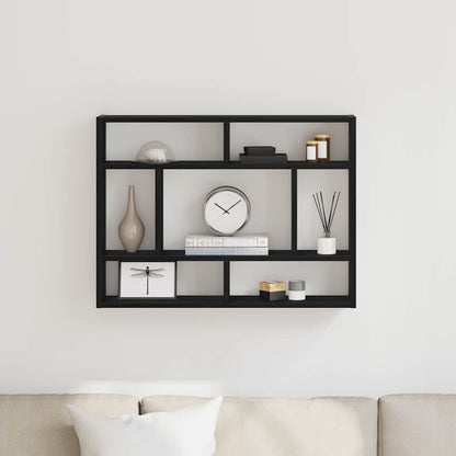 vidaXL Wall Shelf Black Oak 75x16x55 cm Engineered Wood