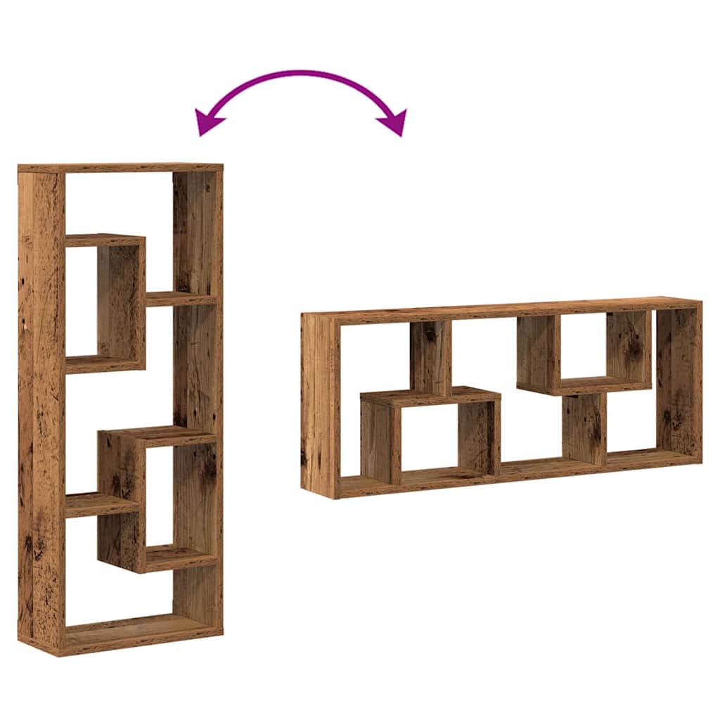 vidaXL Wall Shelf Old Wood 36x16x90 cm Engineered Wood