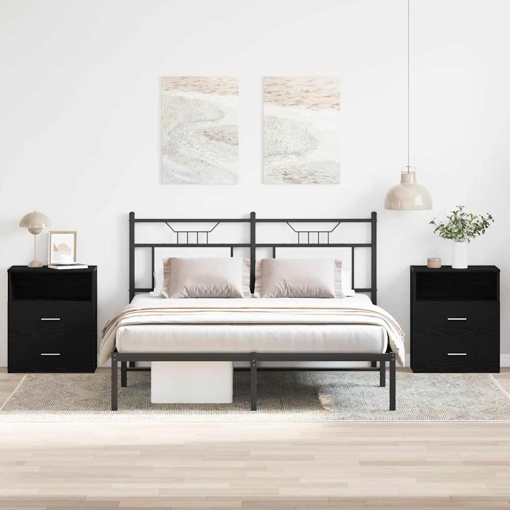 vidaXL Nightstand 2 pcs Black Oak 50 x 32 x 60cm Engineered Wood